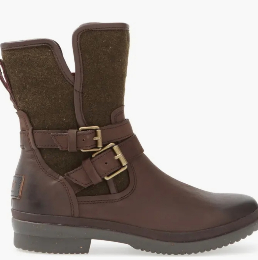 UGG Simmens Waterproof Leather Boot Moto Zip Buckle Designer Distressed #19